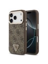 Guess Guess PU Leather 4G Strass Triangle Logo Gold Frame MagSafe Hátlap iPhone 18 Pro Brown