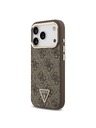 Guess Guess PU Leather 4G Strass Triangle Logo Gold Frame MagSafe Hátlap iPhone 18 Pro Brown