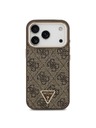 Guess Guess PU Leather 4G Strass Triangle Logo Gold Frame MagSafe Hátlap iPhone 18 Pro Brown