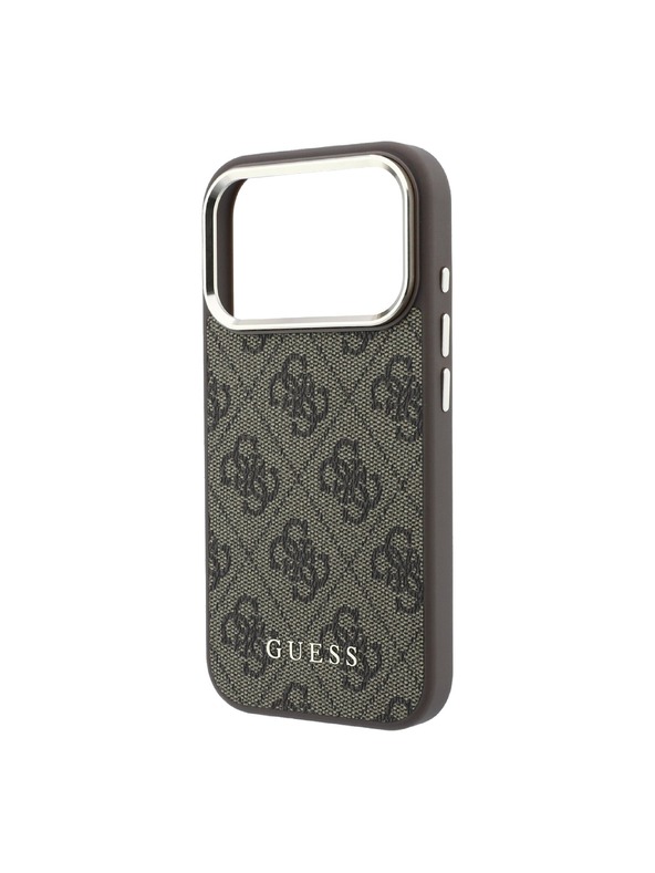 Guess Guess PU Leather 4G Gold Frame MagSafe Hátlap iPhone 18 Pro Brown