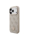 Guess Guess PU Leather 4G Strass Triangle Logo Gold Frame MagSafe Hátlap iPhone 18 Pro Pink