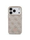 Guess Guess PU Leather 4G Strass Triangle Logo Gold Frame MagSafe Hátlap iPhone 18 Pro Pink