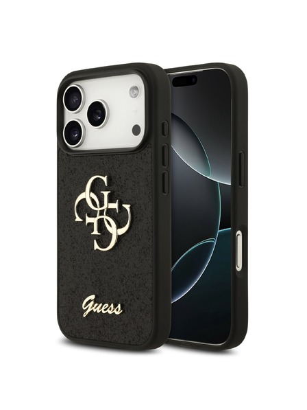Guess Guess PU Fixed Glitter 4G Metal Logo Hátlap iPhone 18 Pro Black