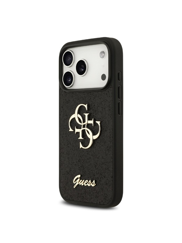 Guess Guess PU Fixed Glitter 4G Metal Logo Hátlap iPhone 18 Pro Black