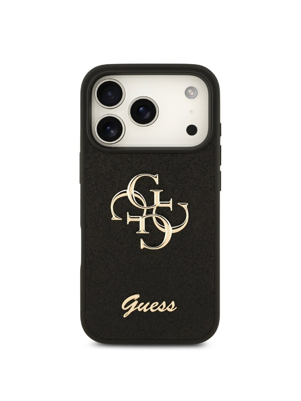 Guess Guess PU Fixed Glitter 4G Metal Logo Hátlap iPhone 18 Pro Black