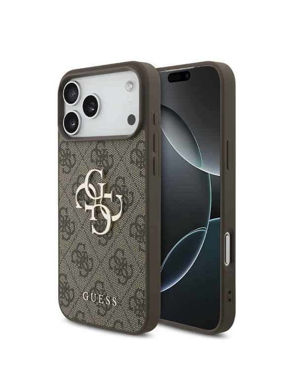 Guess Guess PU 4G Metal Logo Hátlap iPhone 18 Pro Brown