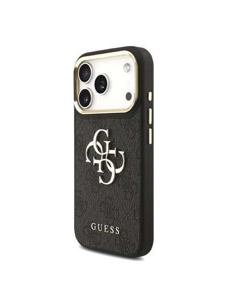 Guess Guess PU Leather 4G Metal Logo Gold Frame Hátlap iPhone 18 Pro Black