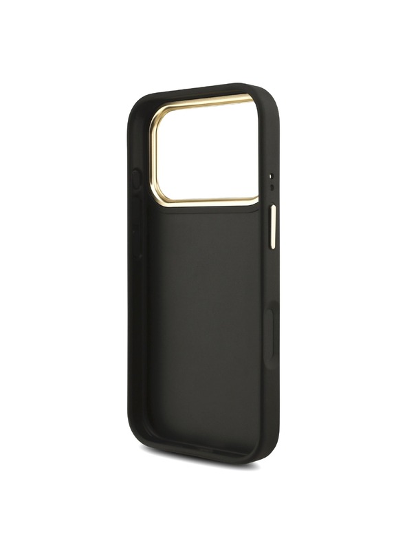 Guess Guess PU Leather 4G Metal Logo Gold Frame Hátlap iPhone 18 Pro Black