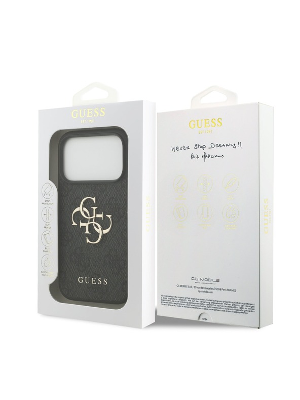 Guess Guess PU 4G Metal Logo Hátlap iPhone 18 Pro Grey