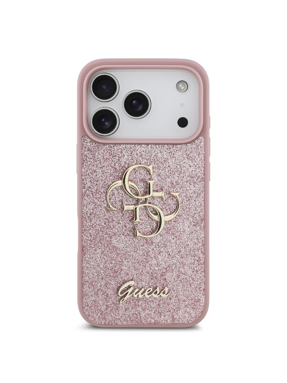 Guess Guess PU Fixed Glitter 4G Metal Logo Hátlap iPhone 18 Pro Pink