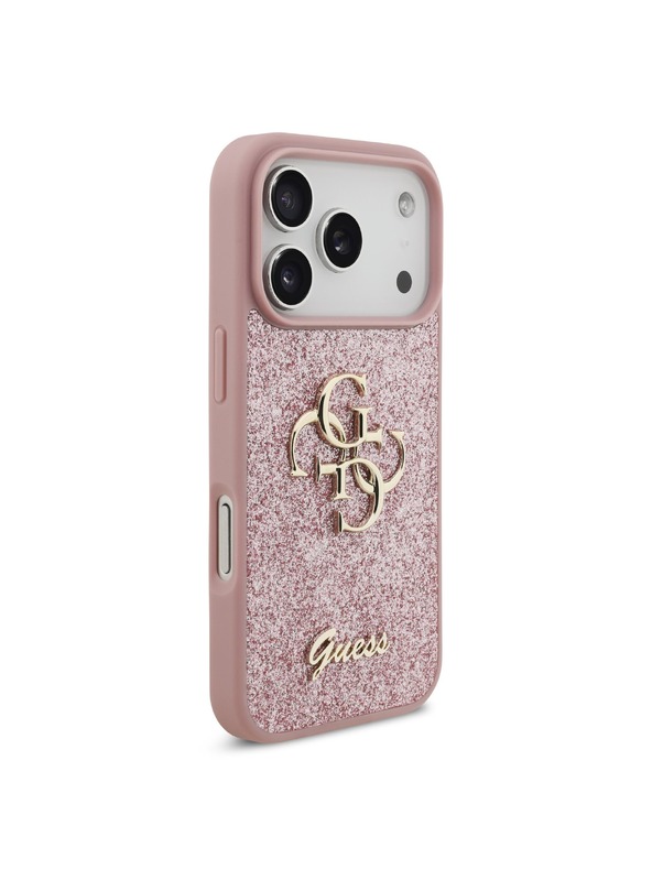 Guess Guess PU Fixed Glitter 4G Metal Logo Hátlap iPhone 18 Pro Pink