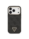 Guess Guess PU Leather 4G Strass Triangle Logo Gold Frame MagSafe Hátlap iPhone 18 Pro Black