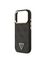 Guess Guess PU Leather 4G Strass Triangle Logo Gold Frame MagSafe Hátlap iPhone 18 Pro Black