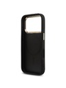 Guess Guess PU Leather 4G Strass Triangle Logo Gold Frame MagSafe Hátlap iPhone 18 Pro Black
