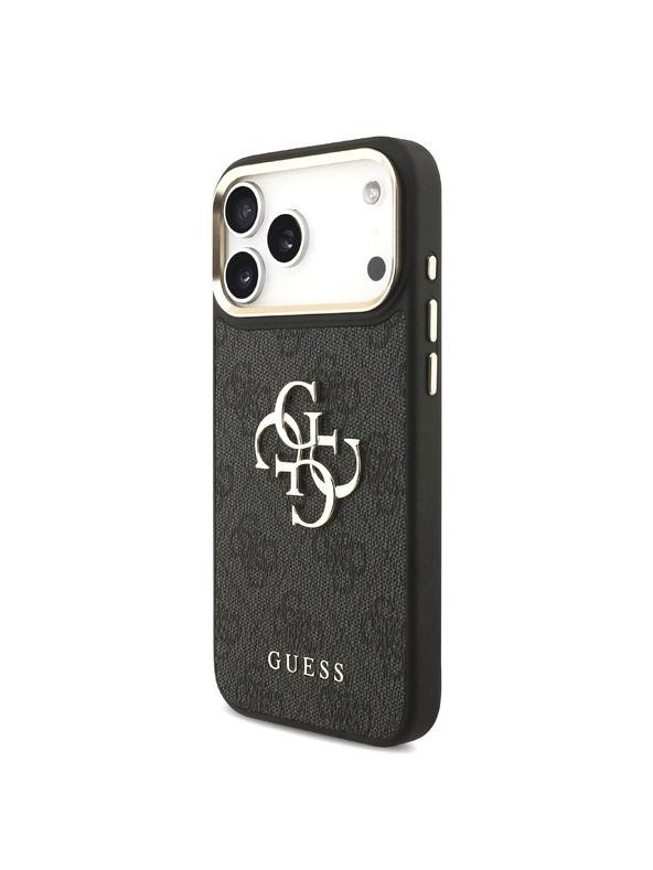 Guess Guess PU Leather 4G Metal Logo Gold Frame Hátlap iPhone 18 Pro Max Black