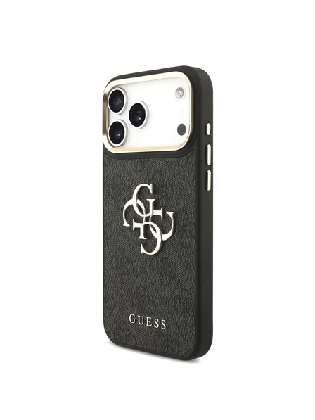Guess Guess PU Leather 4G Metal Logo Gold Frame Hátlap iPhone 18 Pro Max Black