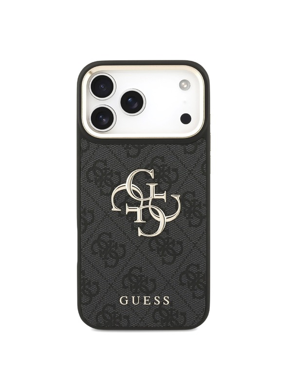 Guess Guess PU Leather 4G Metal Logo Gold Frame Hátlap iPhone 18 Pro Max Black