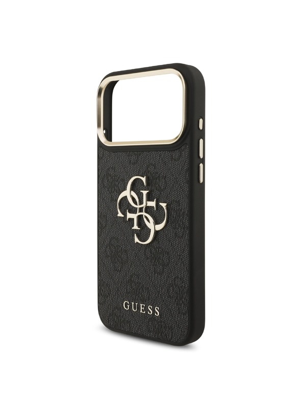 Guess Guess PU Leather 4G Metal Logo Gold Frame Hátlap iPhone 18 Pro Max Black