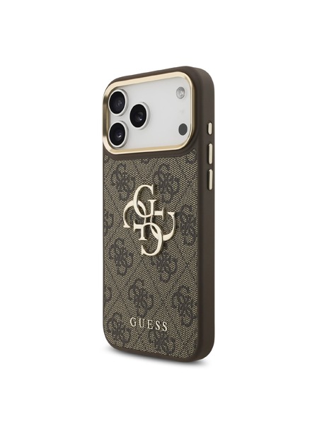 Guess Guess PU Leather 4G Metal Logo Gold Frame Hátlap iPhone 18 Pro Max Brown