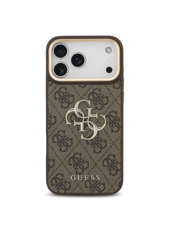 Guess Guess PU Leather 4G Metal Logo Gold Frame Hátlap iPhone 18 Pro Max Brown