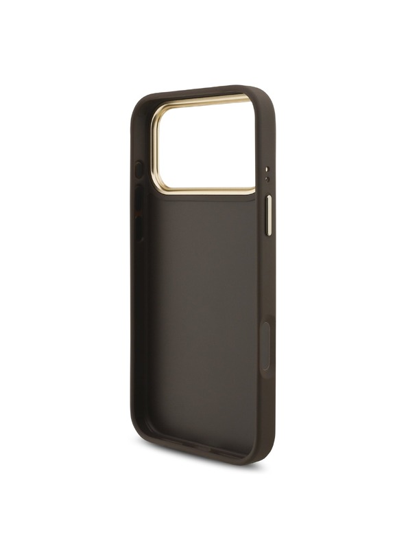Guess Guess PU Leather 4G Metal Logo Gold Frame Hátlap iPhone 18 Pro Max Brown