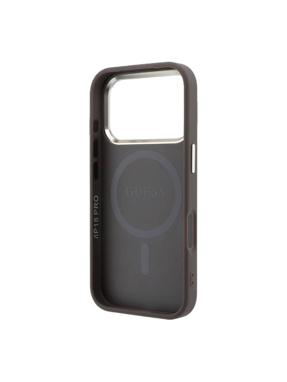 Guess Guess PU Leather 4G Gold Frame MagSafe Hátlap iPhone 18 Pro Max Brown