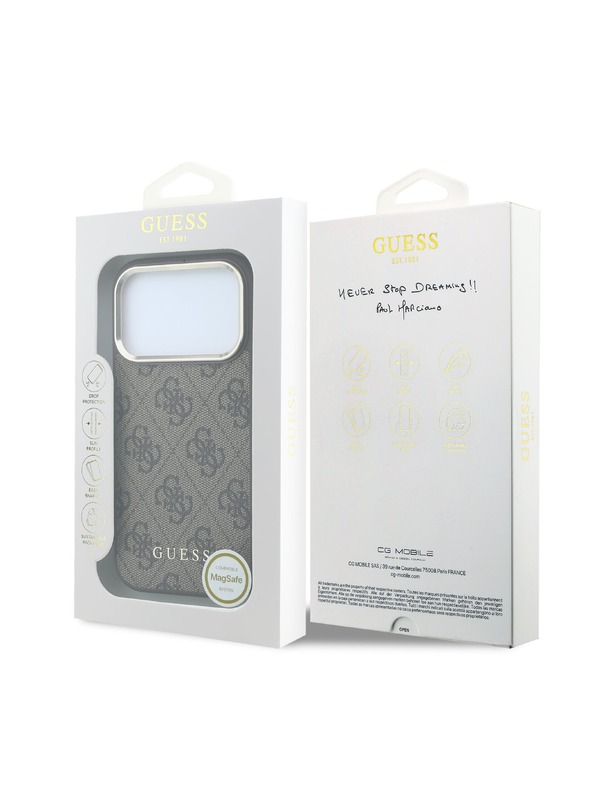 Guess Guess PU Leather 4G Gold Frame MagSafe Hátlap iPhone 18 Pro Max Brown