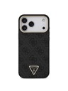 Guess Guess PU Leather 4G Strass Triangle Logo Gold Frame MagSafe Hátlap iPhone 18 Pro Max Black