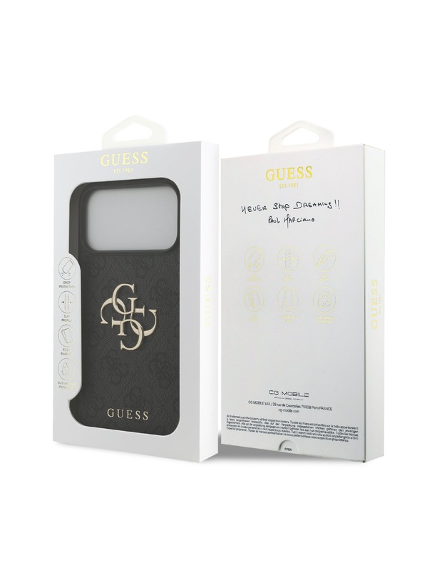 Guess Guess PU 4G Metal Logo Hátlap iPhone 18 Pro Max Grey