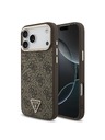 Guess Guess PU Leather 4G Strass Triangle Logo Gold Frame MagSafe Hátlap iPhone 18 Pro Max Brown