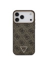 Guess Guess PU Leather 4G Strass Triangle Logo Gold Frame MagSafe Hátlap iPhone 18 Pro Max Brown