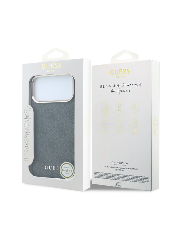 Guess Guess PU Leather 4G Gold Frame MagSafe Hátlap iPhone 18 Pro Max Black