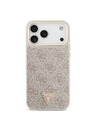 Guess Guess PU Leather 4G Strass Triangle Logo Gold Frame MagSafe Hátlap iPhone 18 Pro Max Pink