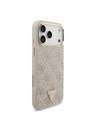 Guess Guess PU Leather 4G Strass Triangle Logo Gold Frame MagSafe Hátlap iPhone 18 Pro Max Pink