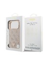 Guess Guess PU Leather 4G Strass Triangle Logo Gold Frame MagSafe Hátlap iPhone 18 Pro Max Pink