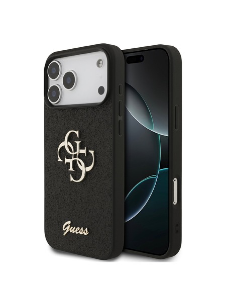 Guess Guess PU Fixed Glitter 4G Metal Logo Hátlap iPhone 18 Pro Max Black