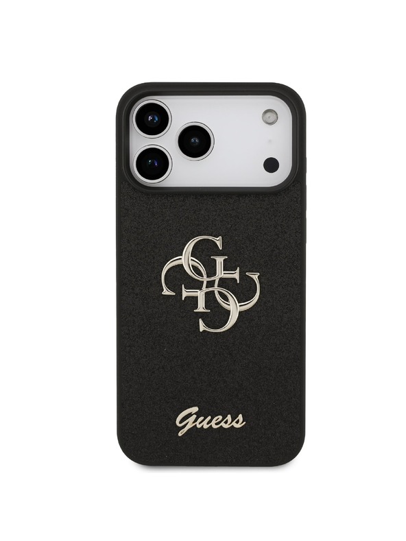 Guess Guess PU Fixed Glitter 4G Metal Logo Hátlap iPhone 18 Pro Max Black