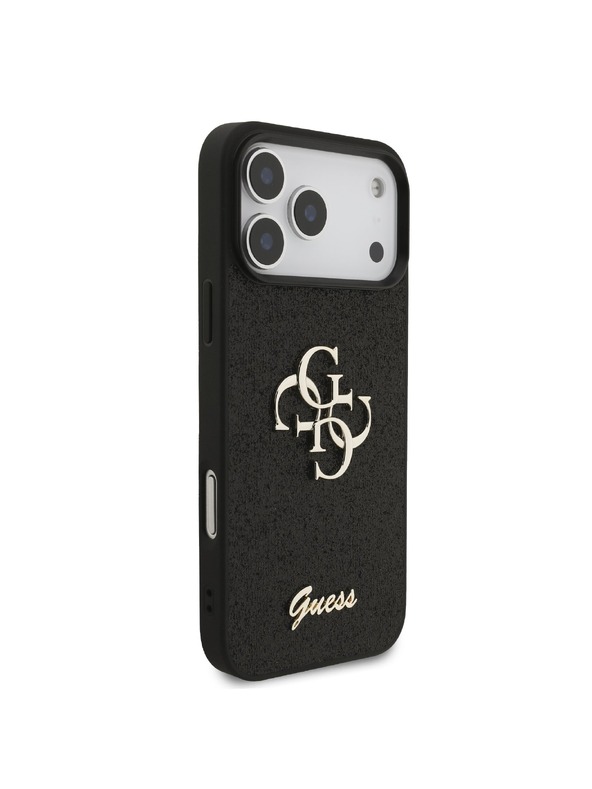 Guess Guess PU Fixed Glitter 4G Metal Logo Hátlap iPhone 18 Pro Max Black