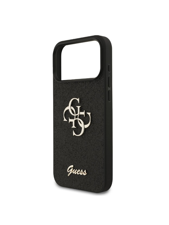 Guess Guess PU Fixed Glitter 4G Metal Logo Hátlap iPhone 18 Pro Max Black