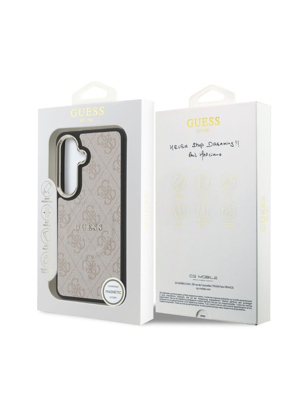 Guess Guess PU Leather 4G Gold Frame Magnetic Hátlap Samsung Galaxy S26-hoz Rózsaszín