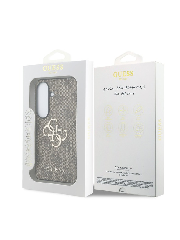 Guess Guess PU 4G Metal Logo Hátlap Samsung Galaxy S26-hoz Barna