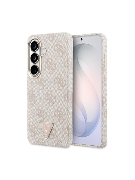 Guess Guess PU Leather 4G Strass Triangle Logo Gold Frame Magnetic Hátlap Samsung Galaxy S26-hoz Rózsaszín