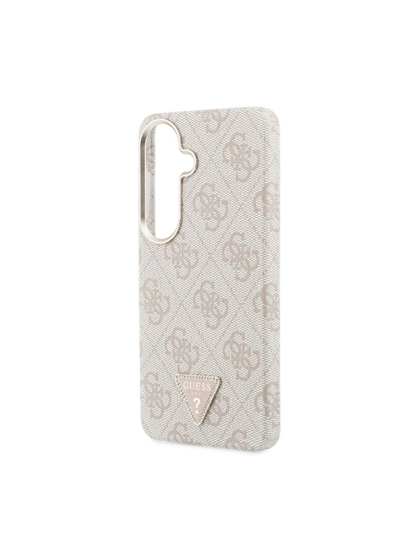 Guess Guess PU Leather 4G Strass Triangle Logo Gold Frame Magnetic Hátlap Samsung Galaxy S26-hoz Rózsaszín
