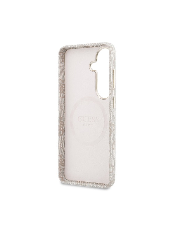Guess Guess PU Leather 4G Strass Triangle Logo Gold Frame Magnetic Hátlap Samsung Galaxy S26-hoz Rózsaszín