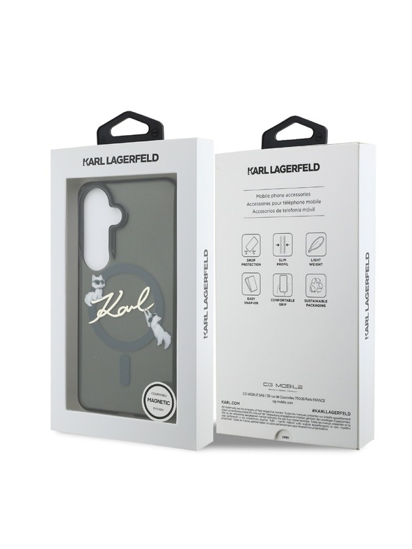 Karl Lagerfeld Karl Lagerfeld IML Choupette Karl Script Logo Mágneses Hátsó Tok Samsung Galaxy S26 Black