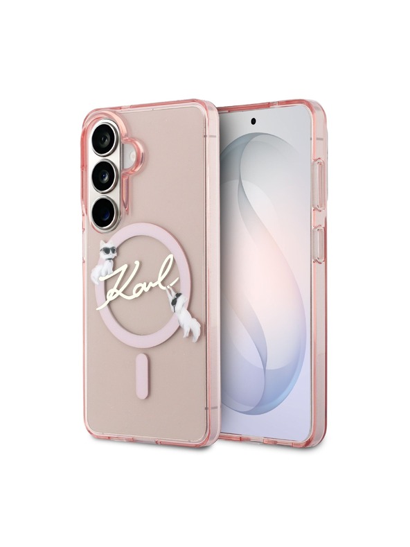 Karl Lagerfeld Karl Lagerfeld IML Choupette Karl Script Logo Mágneses Hátsó Tok Samsung Galaxy S26 Pink
