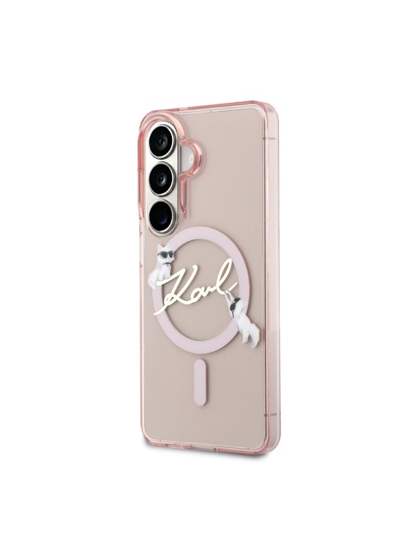 Karl Lagerfeld Karl Lagerfeld IML Choupette Karl Script Logo Mágneses Hátsó Tok Samsung Galaxy S26 Pink
