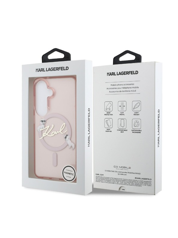 Karl Lagerfeld Karl Lagerfeld IML Choupette Karl Script Logo Mágneses Hátsó Tok Samsung Galaxy S26 Pink