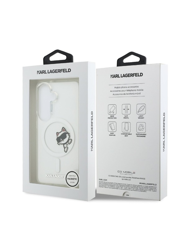 Karl Lagerfeld Karl Lagerfeld IML Choupette Peekaboo Logo Mágneses Hátsó Tok Samsung Galaxy S26 Átlátszó