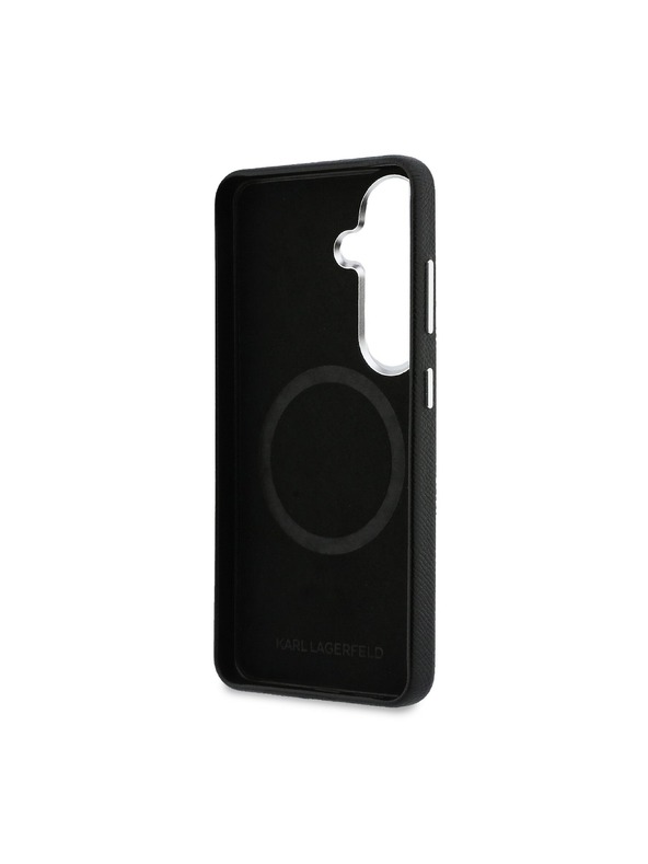 Karl Lagerfeld Karl Lagerfeld Szemcsés PU Bőr K&CH Fejek Mágneses Hátsó Tok Samsung Galaxy S26 Black